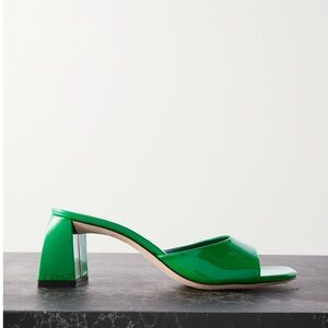 By Far Romy Mule Sandals Green Patent Leather. Size 37